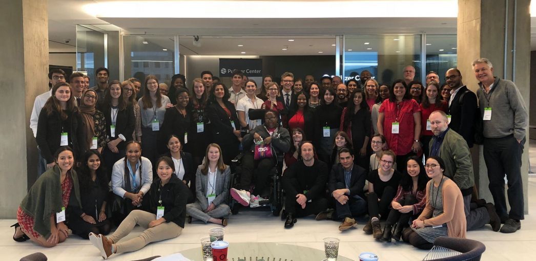 2018 student fellows and Pulitzer Center staff at Bloomberg News. Image by Todd Moday. United States, 2018.