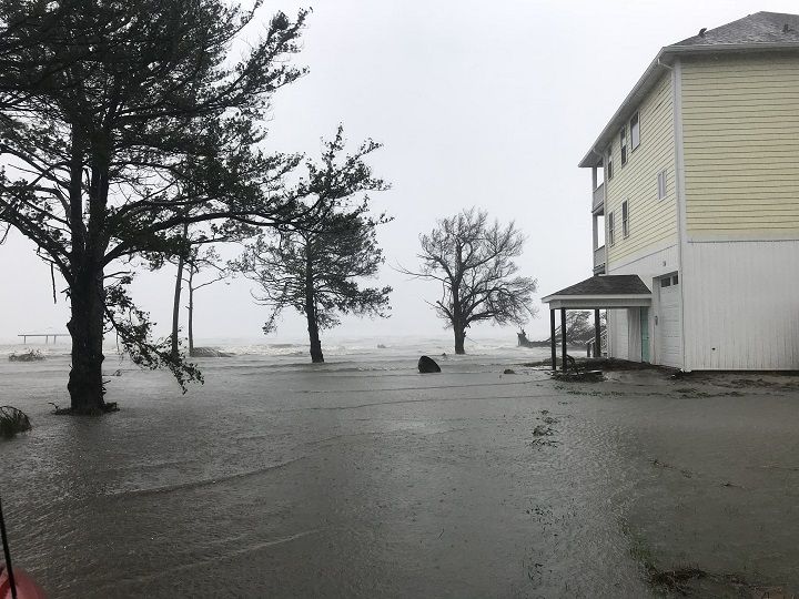 Straits in Down East Carteret County is shown flooded during Hurricane Florence. Image by Lillie Chadwick Miller / Coastal Review Online. United States, undated.