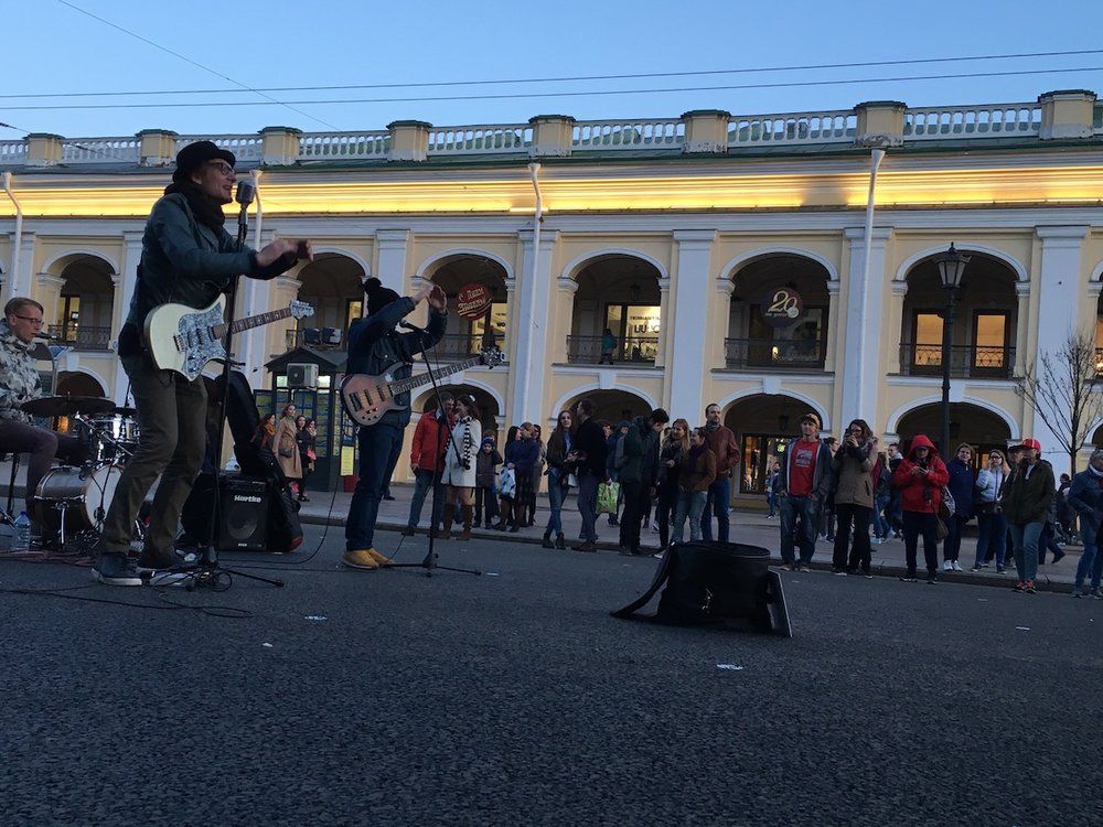 Musicians performing in the street in St. Petersburg. Image by Amy Martin. Russia, 2018.