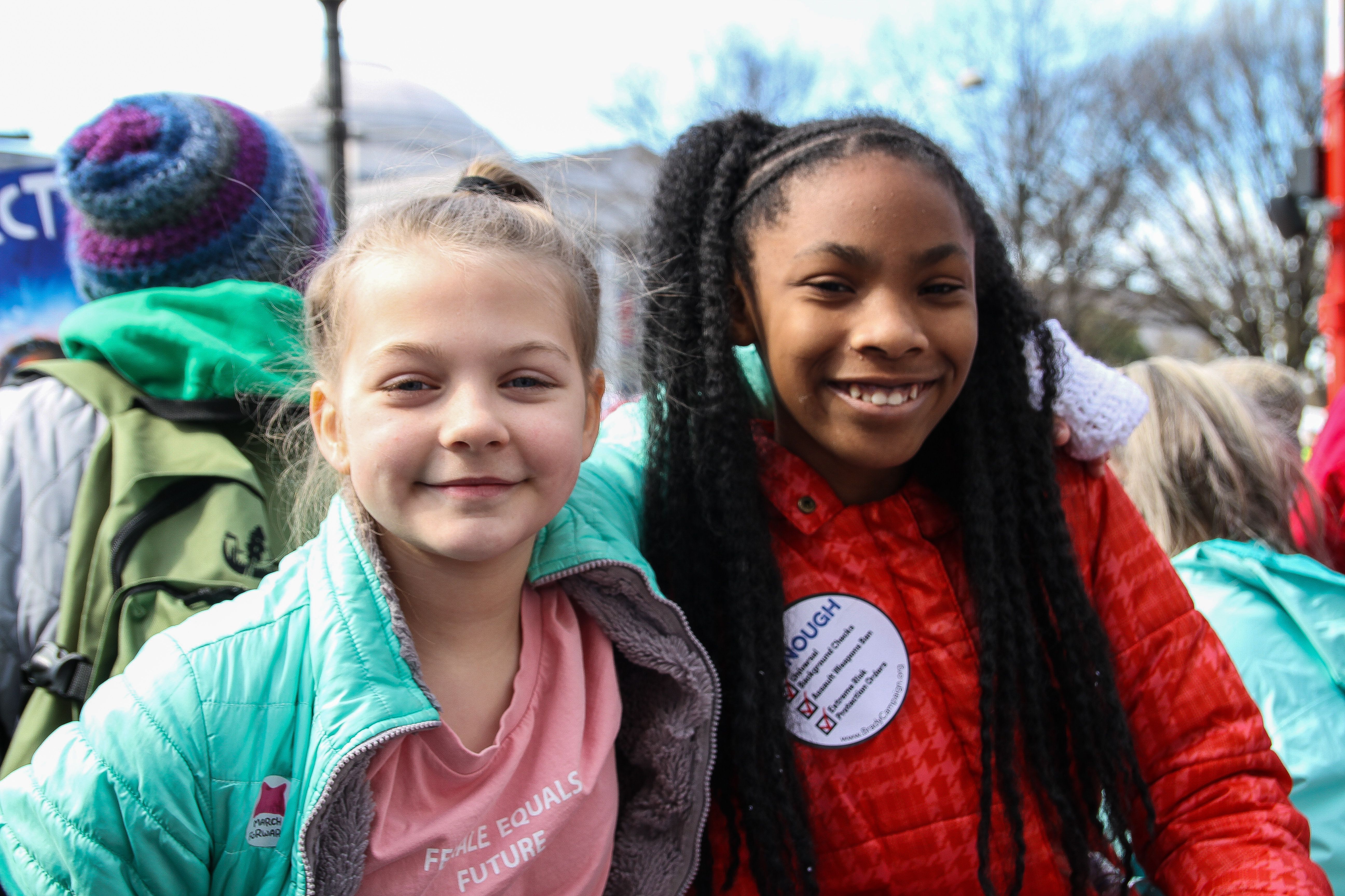 For some students, like Maddie Humphreys (left) and Destiny Clark (right), this was their first time attending a march. Image by Alyssa Sperrazza. United States, 2018.