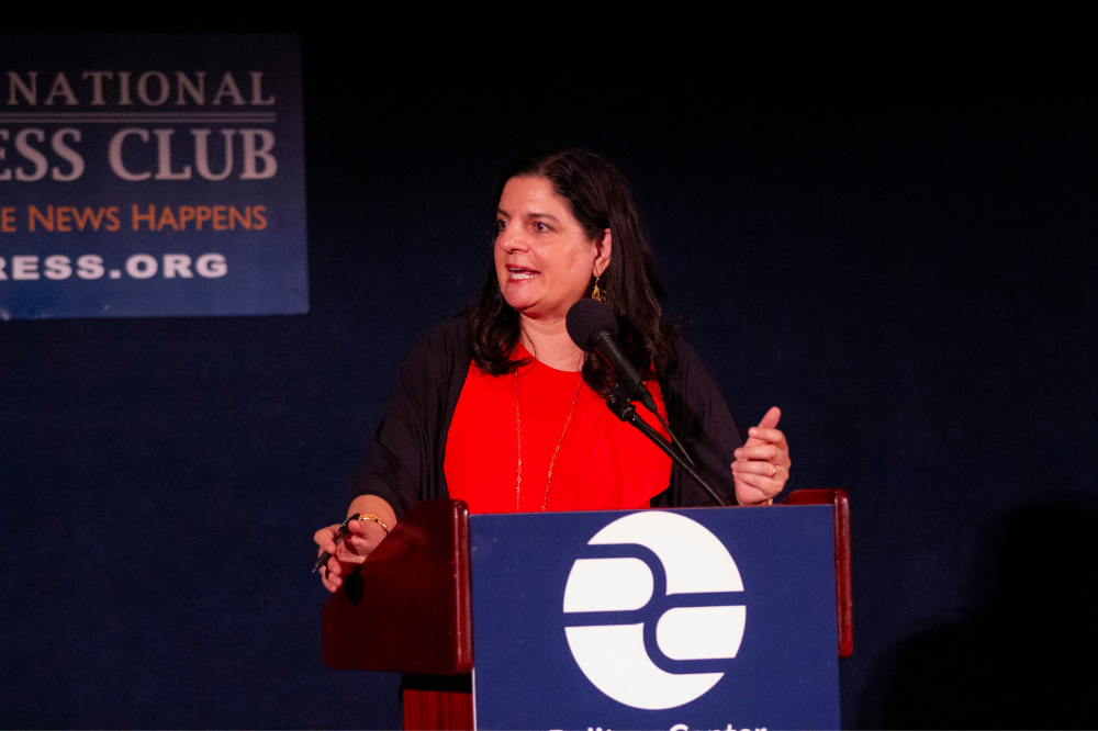 Executive Editor Indira Lakshmanan explained the work of the Pulitzer Center's editorial team and underscored the impact of the work of the journalists the Pulitzer Center supports. Image by Jin Ding. United States, 2019.