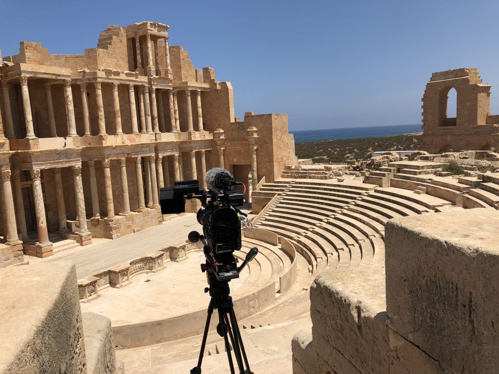 The team began filming in secret after it appeared their permits were useless. Pictured here is a Roman amphitheater in the city of Sabratha on the Mediterranean coast. Image by Alessandro Pavone. Libya, 2018.