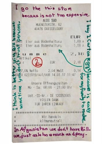 "They give you a bill here after you pay. That's how they know you're telling the truth." Image by Diana Markosian. Germany, 2017.