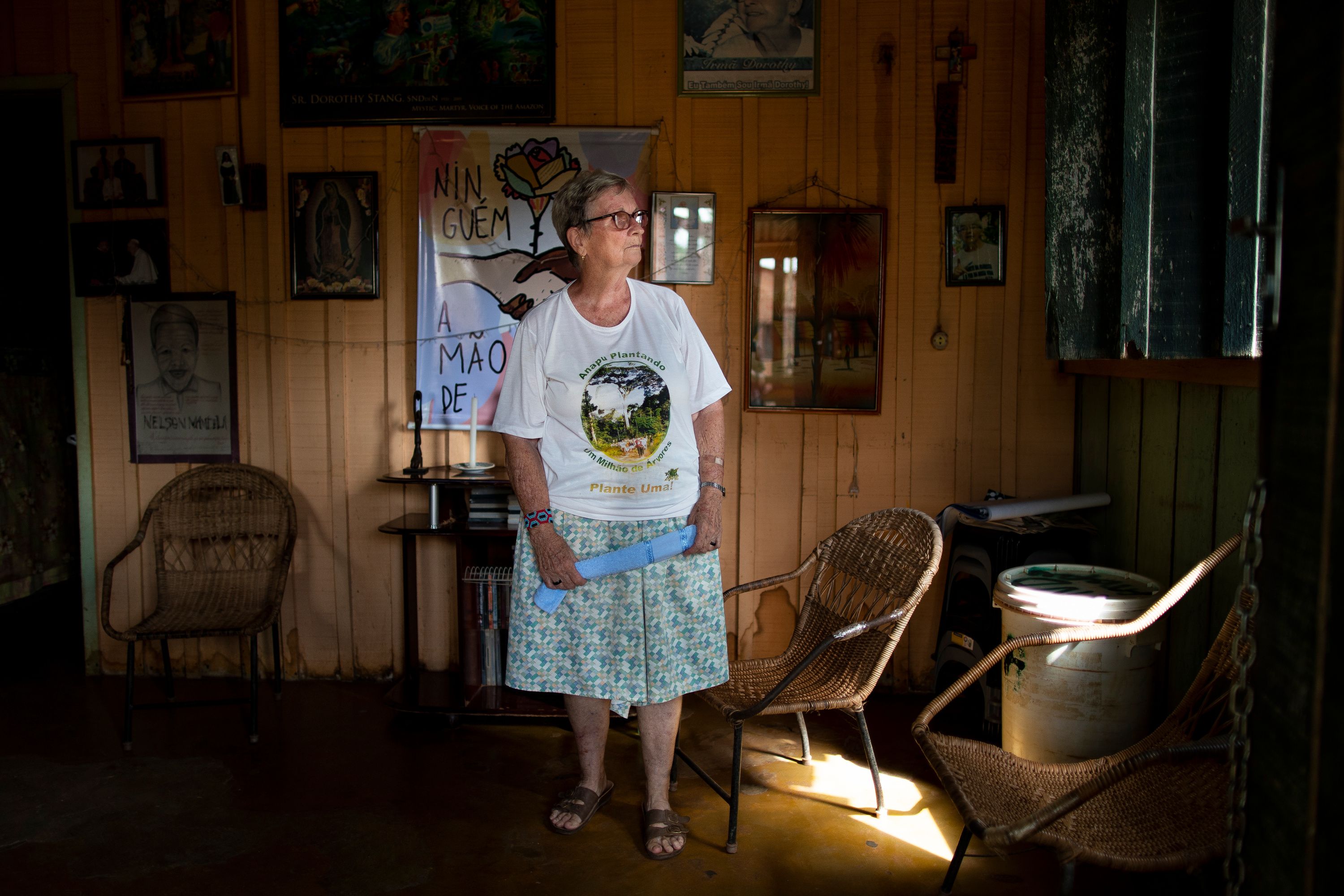 Sister Jane Dwyer stands for a portrait in her home in Anapu. Image by Spenser Heaps. Brazil, 2019.
