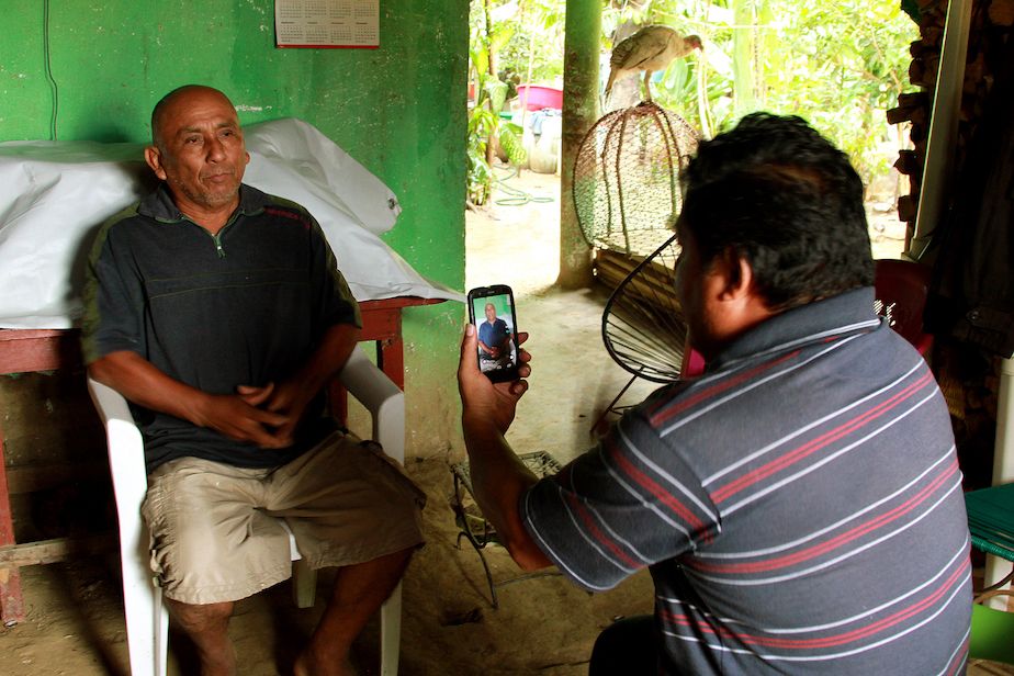 A voter near San Marcos, Guerrero tells Miguel Ángel Jiménez Blanco of alleged vote-buying and coercion by political parties in June. Image by Kara Andrade. Mexico, 2015.