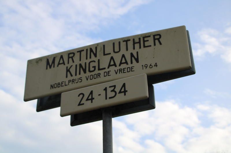A street sign honoring King in the small suburb of Diemen just outside of Amsterdam. Image by Michelle Tyrene Johnson. Netherlands, 2019.