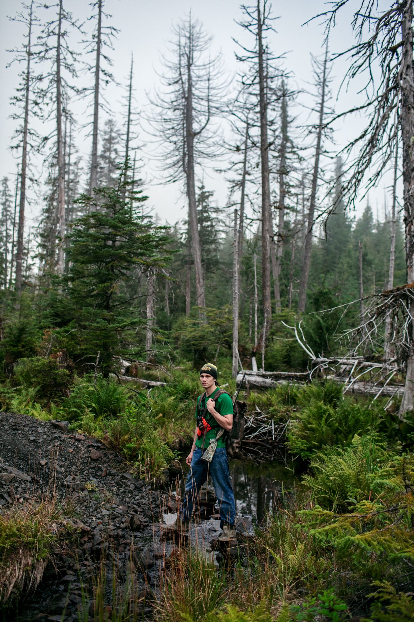 Hunting with Cory Petravich on Sealaska lands. Most Native communiites still depend heavily on subsistence hunting for food. Image by Joshua Cogan. United States, 2019.