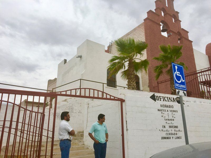 San Juan Apostol Evangelista church, where Sister Maria Antonia Aranda works, doubles as a migrant shelter in Juárez, see here in August 2019. Image by Lily Moore-Eissenberg. Mexico, 2019.
