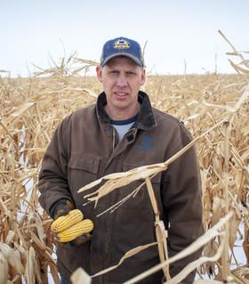 Ryan Pederson first tried to grow corn in northern North Dakota after learning about it in grad school in Indiana. It failed then, but he's seen some success in recent years. Image by Christopher Walljasper / For Harvest Public Media. United States, 2020.