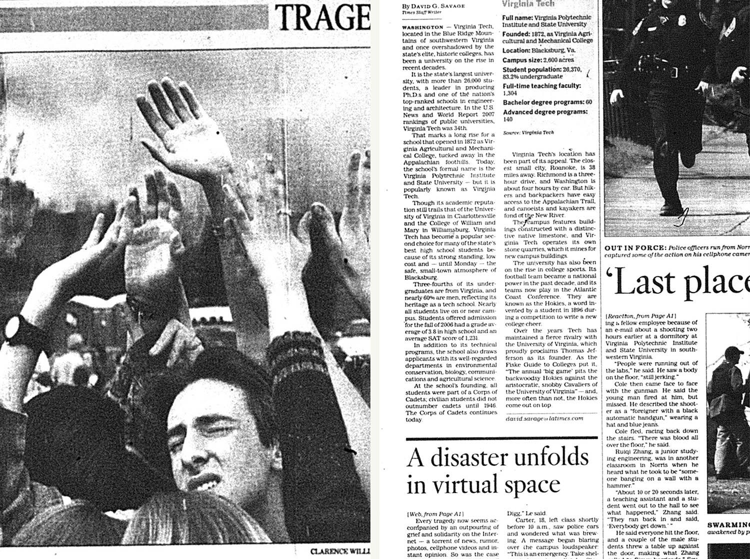 (L): The Los Angeles Times, April 22, 1999. (R): The Los Angeles Times, April 17, 2007. Image courtesy of Los Angeles Times, from Andres Gonzalez. 