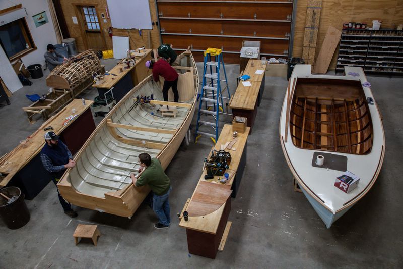 Boats are constructed at the Great Lakes Boat Building School in Cedarville, Michigan, on Nov. 21, 2019. Image by Zbigniew Bzdak / Chicago Tribune. United States, 2020.