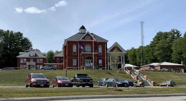 The Oxford County courthouse in South Paris, Maine. The sheriff’s office is on the right in back. Image by Linda Coan O’Kresik/BDN. United States.
