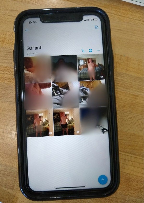 Former Oxford County Sheriff Wayne Gallant sent these nine explicit pictures while in office to a female officer at another law enforcement agency in Oxford County. The BDN blurred the photos for publication. Image courtesy of BDN.
