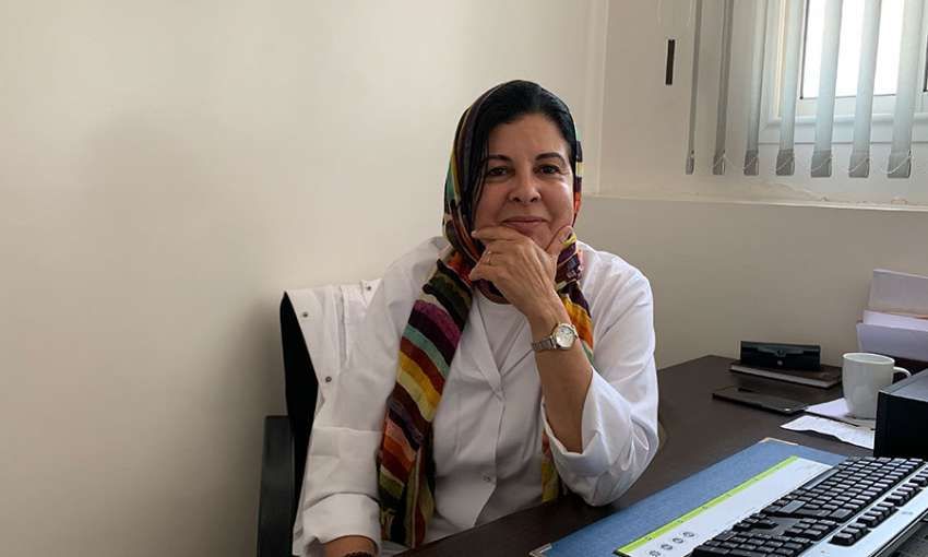 Asma Lamrabet, MD, at her office in Rabat, Morocco, 2019. Image by Samidha Sane. Morocco, 2019.