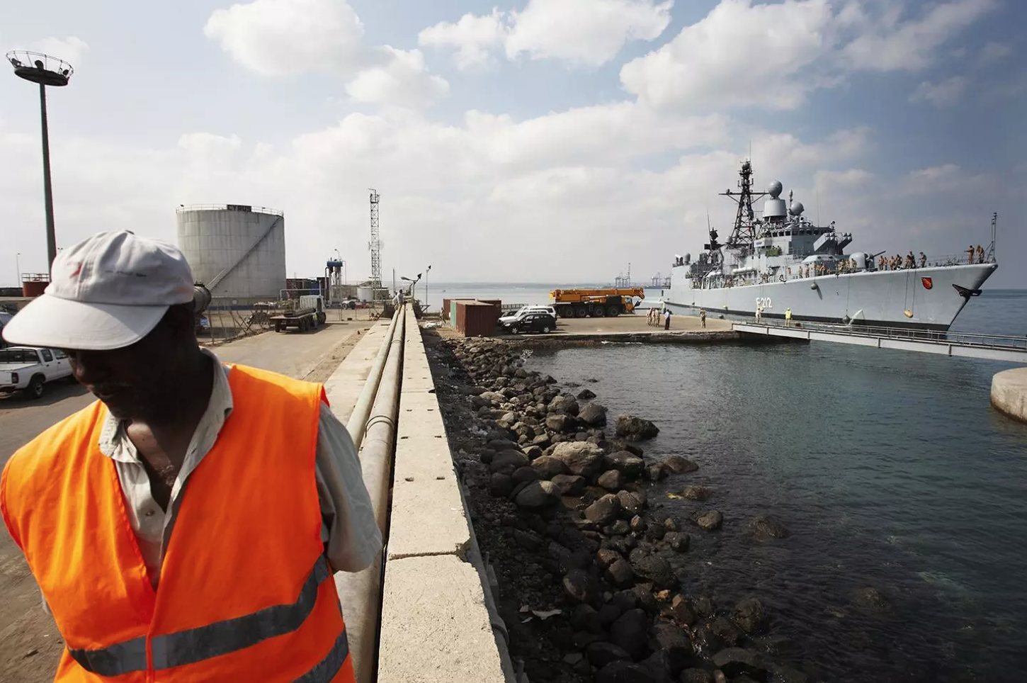 A port in Djibouti, where Russia was barred from building a military base. Image by Carsten Koall. Djibouti, 2018. 