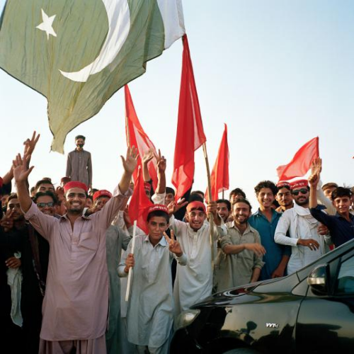 Members of the Awami National Party (ANP), a leftist Pashtun nationalist party, rally in a rural area of Khyber Pakhtunkhwa during the lead-up to Pakistan’s 2018 election. ANP is one of Pakistan’s most secular, liberal parties. A few days after the rally, ANP leader Haroon Bilous was killed in Peshawar by a suicide attacker. No women were at the rally. Image by Sara Hylton/National Geographic. Pakistan, 2019.