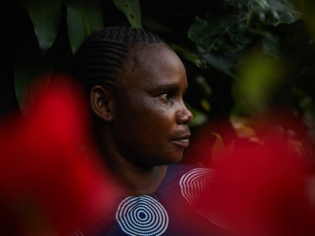 Monique Dongo survived after being bitten by a snake while walking in the bush. She lost consciousness and traditional treatments were applied to her, including powders which were rubbed into small razor cuts, as a clinic was too far to reach. Image by Hugh Kinsella Cunningham. Congo, 2019.