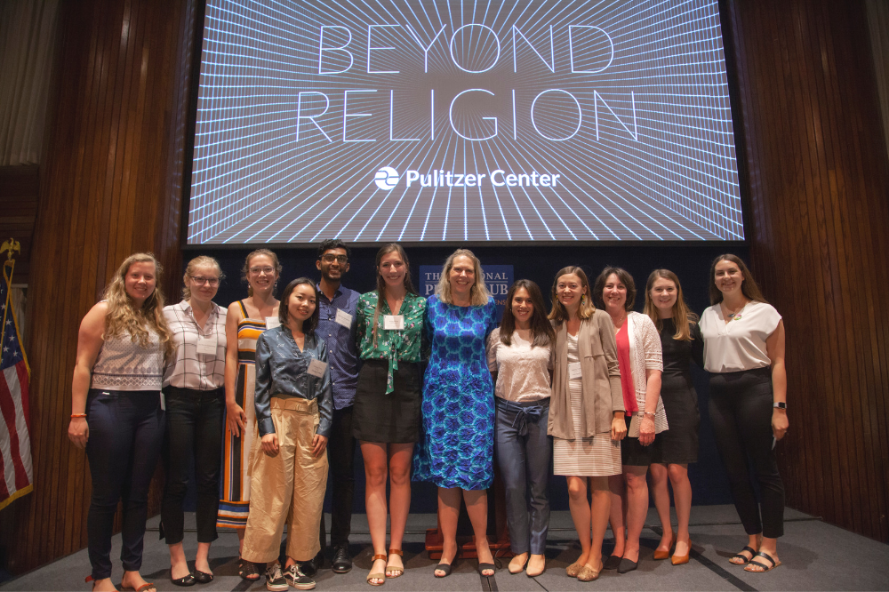 From left to right: Yale School of Forestry and Environmental Studies Student Fellow Emma Johnson, Beyond Religion Student Fellow Lily Moore-Eissenberg (Yale University), Beyond Religion Student Fellow Catherine Cartier (Davidson College), Columbia University School of Journalism Student Fellow Yuhong Pang, Beyond Religion Student Fellow Nikhil Mandalaparthy (University of Chicago), Wake Forest University Student Fellow alum Kiley Price, Contributing Editor Kem Sawyer, American University Student Fellow alum Julia Boccagno, University of Chicago Student Fellow alum Sydney Combs, University and Community Outreach Director Ann Peters, Outreach Coordinator Holly Piepenburg, College of William & Mary Student Fellow alum Julia Canney. Missing: American University Student Fellow alum Camila DeChalus, Johns Hopkins Bloomberg School of Public Health Student Fellow Isabella Gomes, Boston University School of Public Health Student Fellow Pallavi Puri. Image by Jin Ding. United States, 2019. 