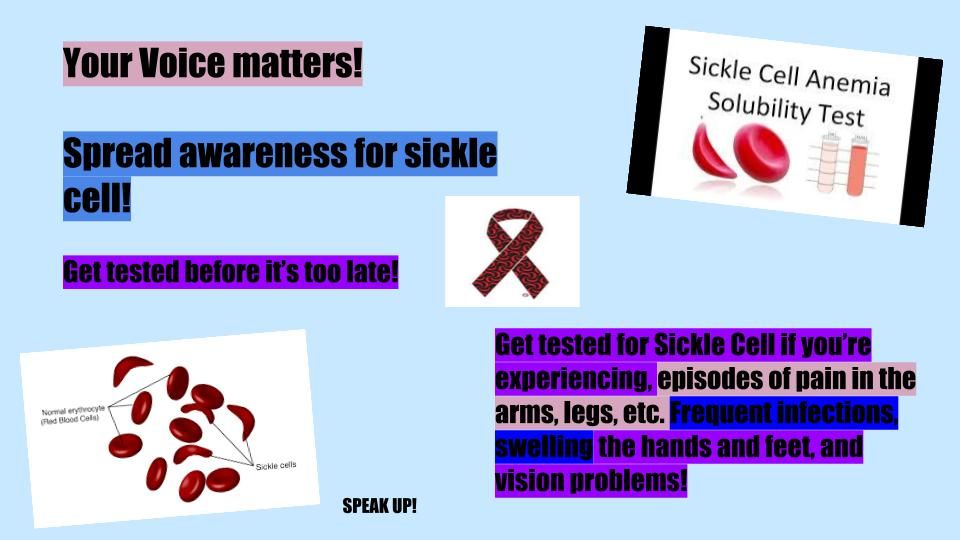 Poster to raise awareness about sickle cell by a student at Two Rivers Public Charter School in Washington, D.C. Image courtesy of Nicole Clark. United States, 2020.