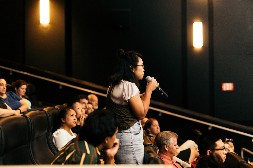 An audience member asks about McGoff's process in choosing interview subjects, and why she chose to highlight certain voices over others. Image by Matt Francisco. United States, 2019.