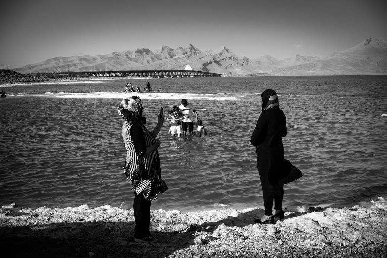People believe the salty water of Lake Urmia has many health. Image by Ako Salemi. Iran, 2016.