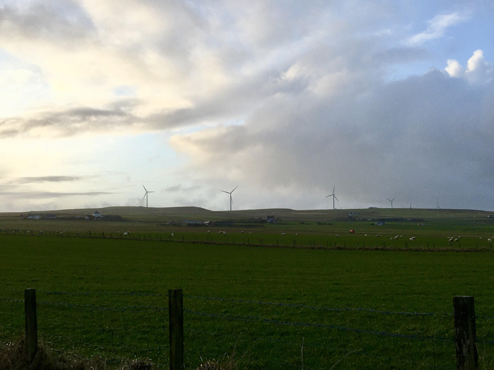 Wind turbines on the Orkney mainland. Image by Maggie More. United Kingdom, 2020.