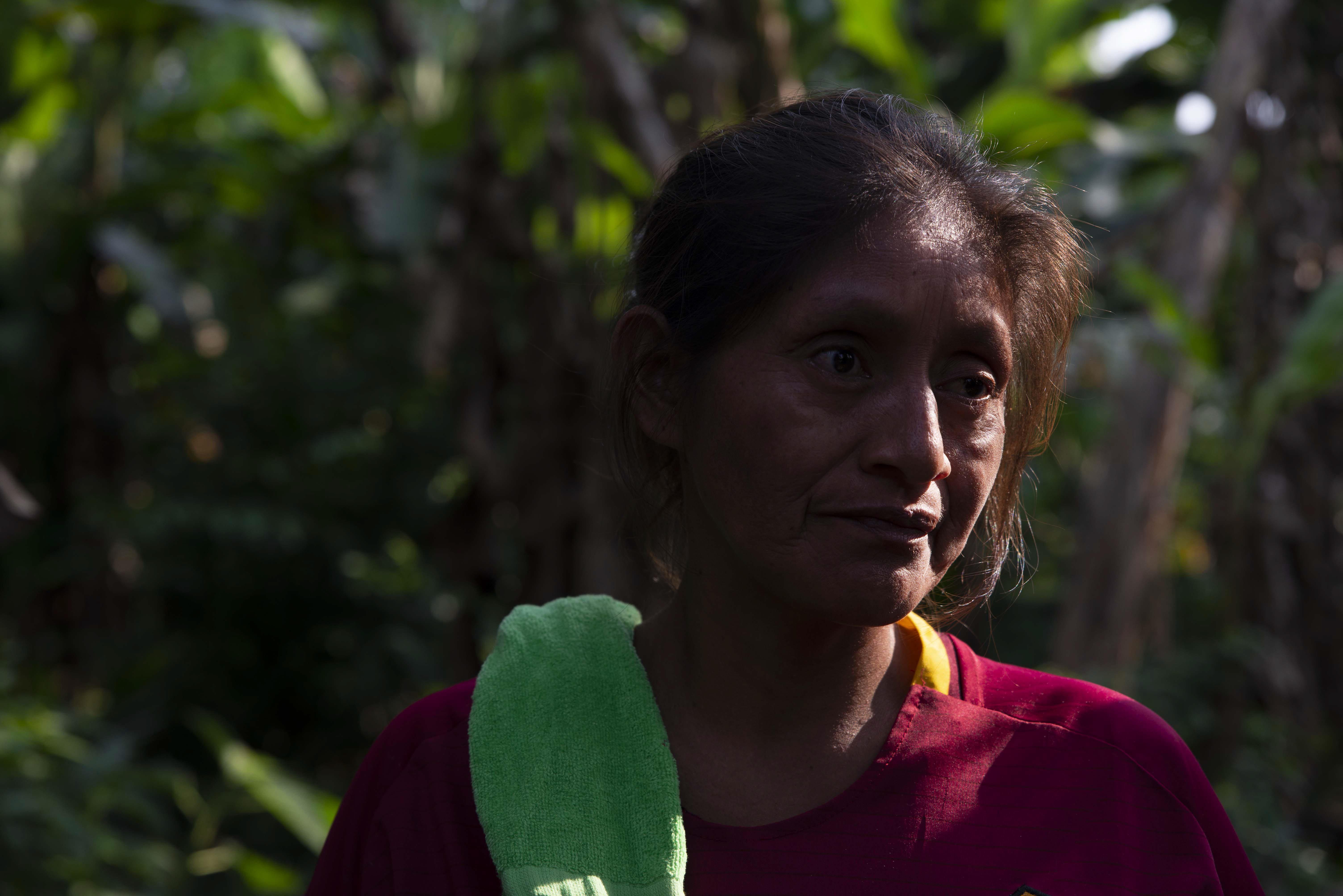Carmen Isategua, the cacique of the Yuqui community, is in charge of watching over the wellbeing of the community and at the same time defending the territory from illegal actions of agents from outside the community. Photo by Sara Aliaga. Bolivia, 2020.