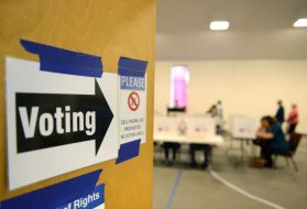 Voters come to their polling places to exercise their right to vote in the Presidential elections in Saint Louis, Missouri. Image by Gino Santa Maria / Shutterstock.com. United States, 2016.