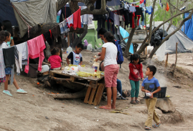 Children at the tent camp in Matamoros in March 2020. Image by Acacia Coronado. Mexico, 2020.