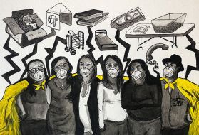 From left: Valerie Tulier-Laiwa, Veronica Garcia, Gabriela Lopez, Gloria Romero, Tracy Gallardo, and Roberto Hernandez. Illustration by Molly Oleson.
