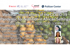 Promotional graphic for "Implications of the COVID-19 Pandemic for Nutrition in African Settings." Courtesy of McGill Global Health Programs.